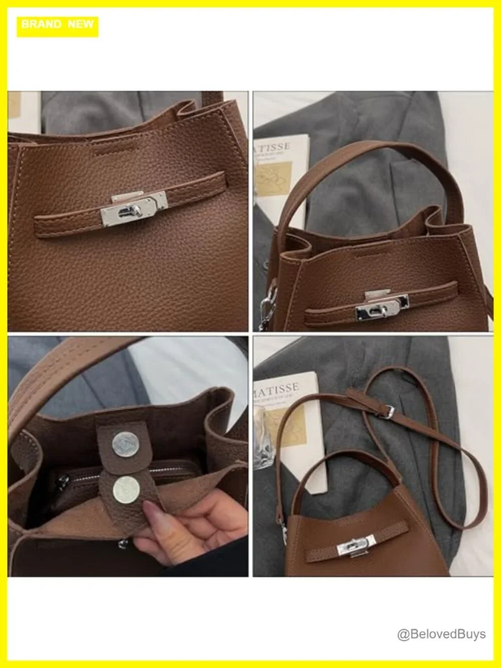 Faux Leather Bucket Bag for Women - Top Handle Satchel Purse - Handbag Shoulder
